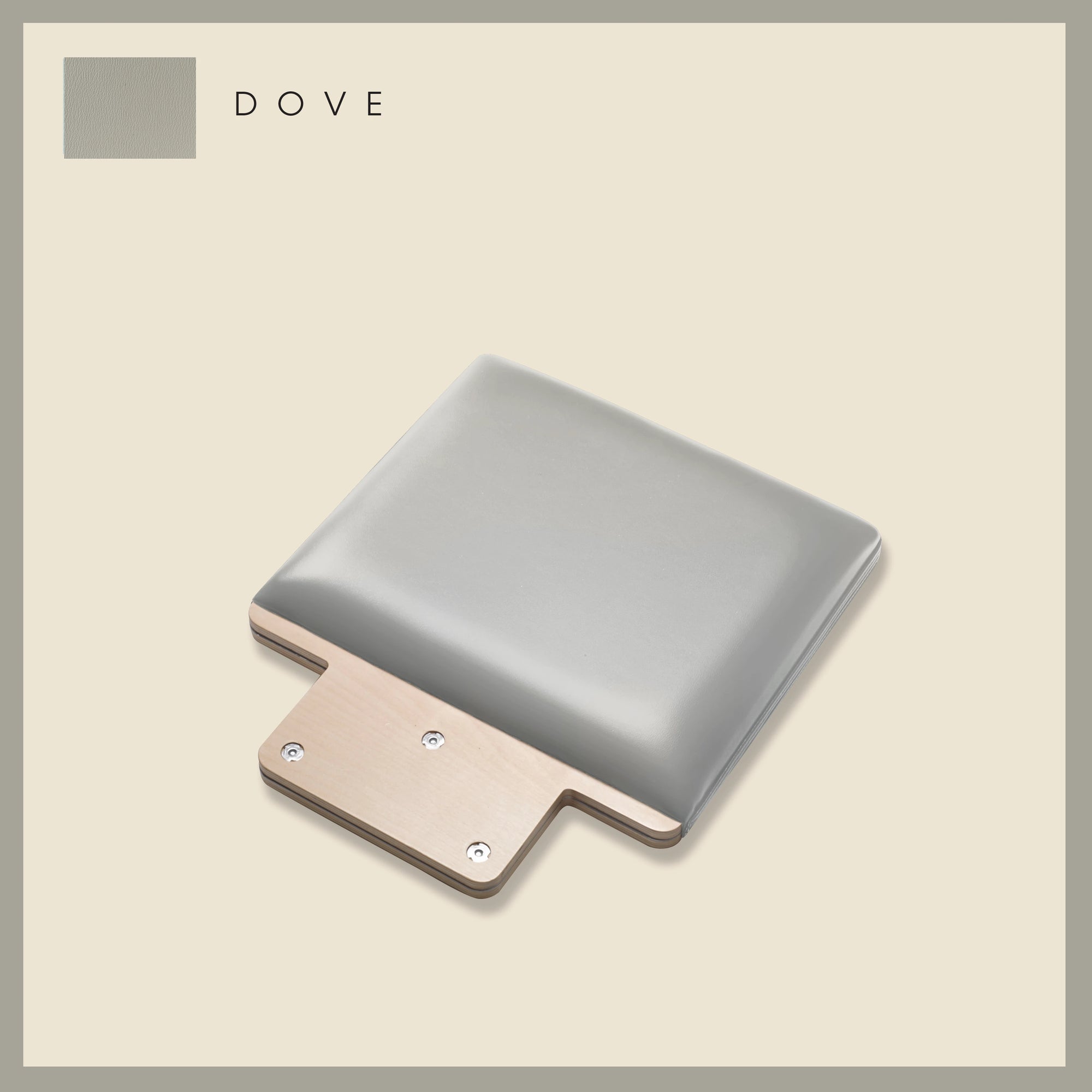 Dove-colored padded jump board with a sleek, minimalistic design on a light beige background.