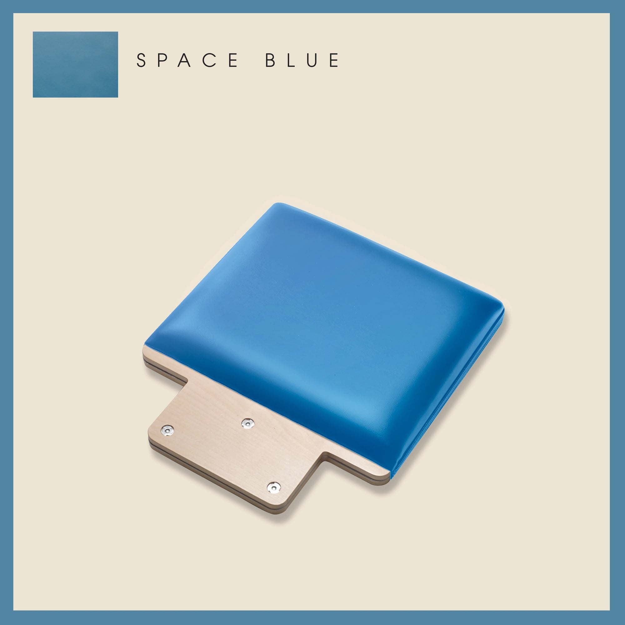 Space blue padded jump board with a sleek, minimalistic design on a light beige background.